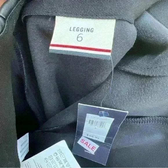 NWT Tommy Hilfiger Ankle Length Black Vegan Leather Leggings Size 6 - Picture 4 of 5